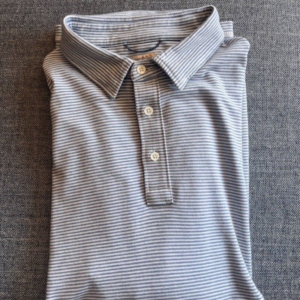 Farherty Long Sleeve Pinstriped Polo Size L